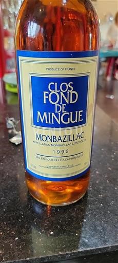 Sydvestfrankrig Monbazillac Clos Fond de Mingue 1992
