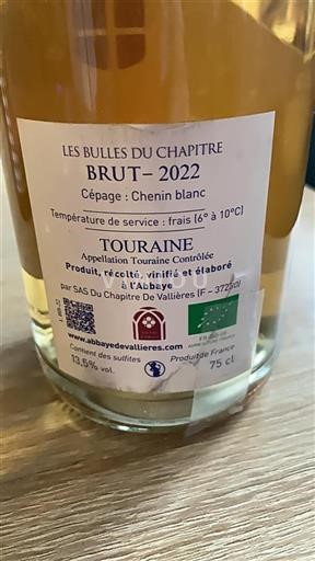 Vallée de la Loire Touraine Abbaye de Vallières Les Bulles du Chapitre 2022