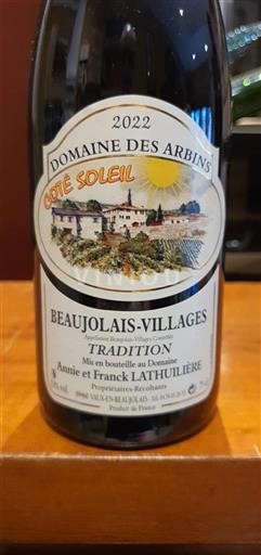 Beaujolais Beaujolais byar Domaine Des Arbins Coté Soleil 2022