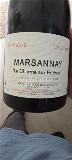 Vin Rouge sec La Charme aux Prêtres Domaine Coillot 2020 France Bourgogne Marsannay AOC