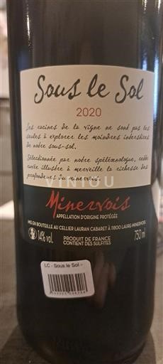 Languedoc Minervois Cellier Lauran Cabaret Sous le Sol 2020