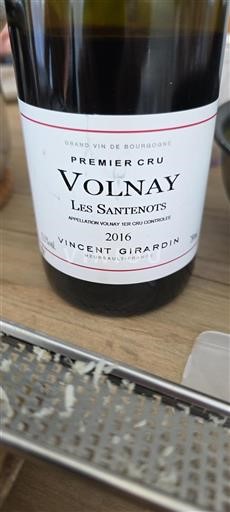Bourgogne Volnay Premier Cru Vincent Girardin Les Santenots 2016