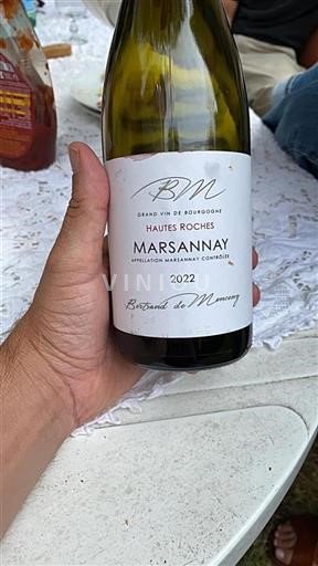 Vin Rouge sec Hautes Roches Bertrand de Monceny 2022 France Bourgogne Marsannay AOC
