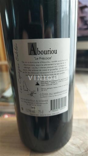 Zuidwest-Frankrijk Côtes du Marmandais Domaine Mouthes Le Bihan Le Précoce 2015