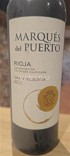 Vin Rouge sec Gran Reserva Marqués del Puerto 2011 Espagne La Rioja Rioja DO