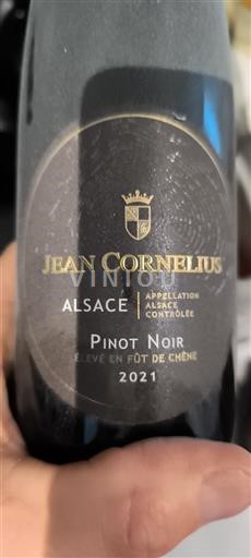 Vin Rouge sec Pinot Noir Jean Cornelius 2021 France Alsace Vin de France