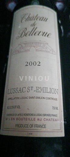 Bordeaux Lussac-saint-émilion Château Bellevue 2002