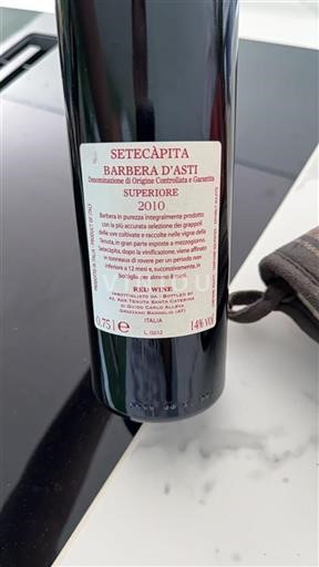 Piémont Barbera d'Asti Tenuta Santa Caterina Setecàpita 2010
