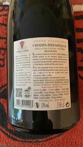 Valle del Rodano Crozes-Hermitage Cave de Tain Nicolas 2015