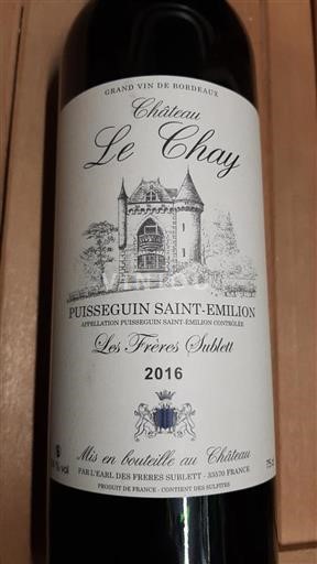 Bordeaux Puisseguin-saint-émilion Château Le Chay 2016