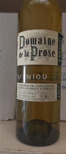 Linguadoca Coteaux del Languedoc Domaine La Prose Embruns 2005