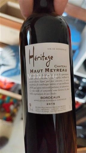 Bordeaux Château Haut Meyreau Héritage 2016