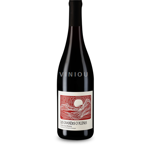 Vin Rouge sec Les Grandes Collines 2023 France Vallée du Rhône Côtes-du-rhône AOC