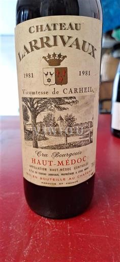 Bordeaux Haut-Médoc Cru Bourgeois Château Larrivaux Vicomtesse de Carheil 1981