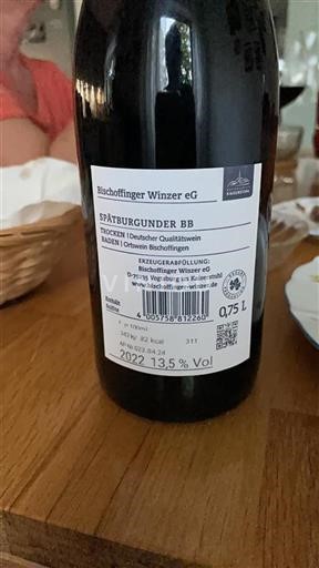 Baden Kaiserstuhl Bischofinger Winzer eG Spätburgunder BB 2022