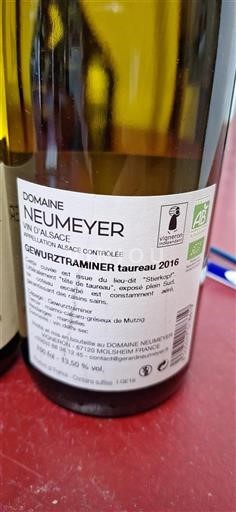 Alsace Grand Cru Neumeyer taureau 2016
