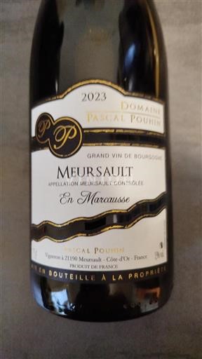 Bourgogne Meursault Domaine Pascal Pouhin En Marcousse 2023