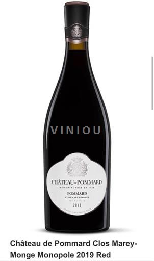 Borgogna Pommard Château Pommard Clos Marey-Monge Monopole 2019