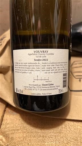 Valle del Loira Vouvray Domaine Vincent Carême Tendre 2022