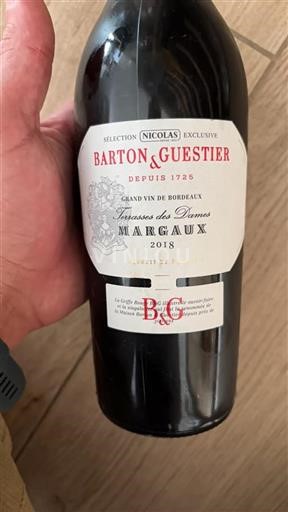Bordeaux Margaux Grand Cru Barton & Guestier Terrasses des Dames 2018
