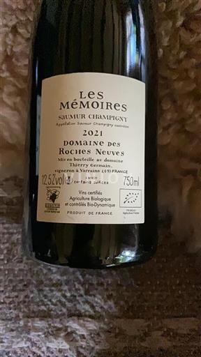 Loire-dalen Saumur-Champigny Domaine Des Roches Neuves Les Mémoires 2021