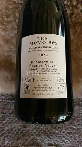 Loire-dalen Saumur-Champigny Domaine Des Roches Neuves Les Mémoires 2022