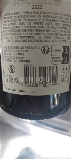 Burgundsko Hautes Côtes de Nuits Bonot Père & Fils 2023