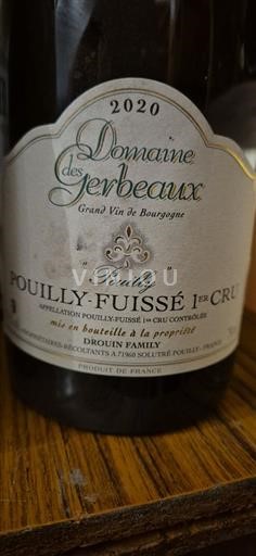 Bourgondië Pouilly-fuissé Premier Cru Domaine Des Gerbeaux Pouilly 2020
