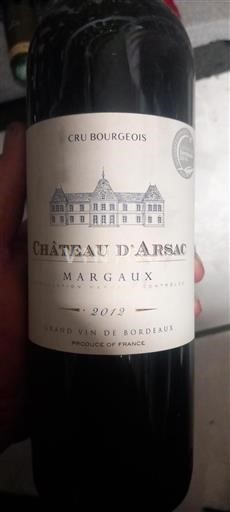 Bordeaux Margaux Cru Bourgeois Château Arsac 2012
