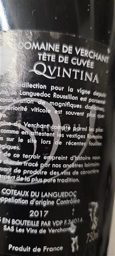 Linguadoca Coteaux del Languedoc Domaine Verchant Quintina 2017