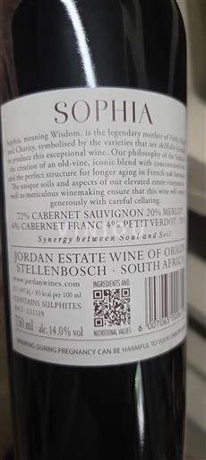 Región Costera Stellenbosch Jordan Estate Sophia 2018