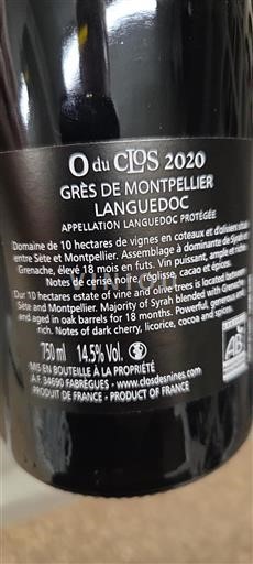 Languedoc Clos des Nines O du Clos 2020