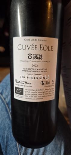 Bordeaux Côtes-de-bourg Earl Moulin de Rioucreux Eole 2022