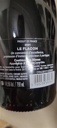 Vin Rouge sec Le Flacon Château Saint Louis La Perdrix 2021 France Vallée du Rhône Costières-de-nîmes AOC