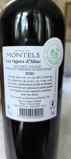 Jihozápad Comté tolosan Domaine Montels Les vignes d'Aline 2020