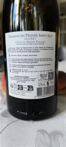 Rhônen laakso Côtes-du-rhône-villages Domaine Prieuré Saint-Just Séguret 2024