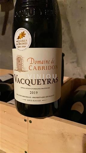 Vallée du Rhône Vacqueyras Domaine Cabridon 2019