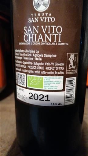 Tuscan Wines Chianti Tenuta San Vito San Vito 2021