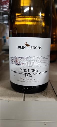 Alsazia Pinot grigio Vendanges Tardives Eblin Fuchs Vendanges tardives 2018