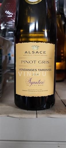 Elsass Grauburgunder Vendanges Tardives Domaine Viticole de la Ville de Colmar Signature 2018