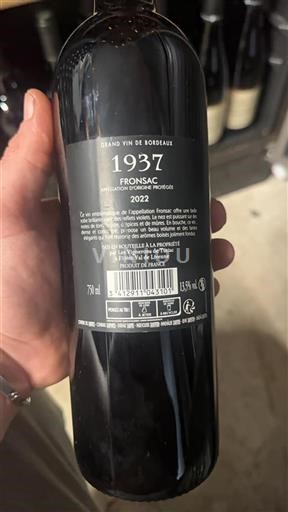 Bordeaux Fronsac Les Vignerons de Tutiac 1937 2022