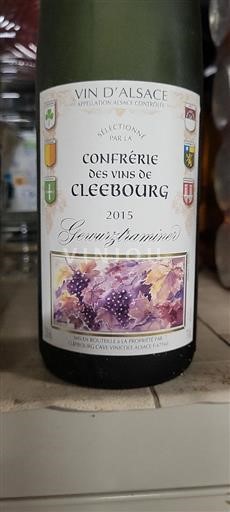 Alsazia Gewürztraminer Confrérie des Vins de Cleebourg Gewurztraminer 2015