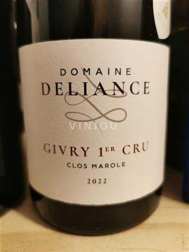 Vin Rouge sec Clos Marole Domaine Deliance 2022 France Bourgogne Givry AOC Premier Cru