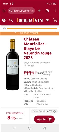 Bordeaux Blaye-côtes-de-bordeaux Château Montfollet Le Valentin 2023
