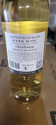 Linguadoca e Rossiglione Paese d'Oc Antoine Durand Chardonnay 2023