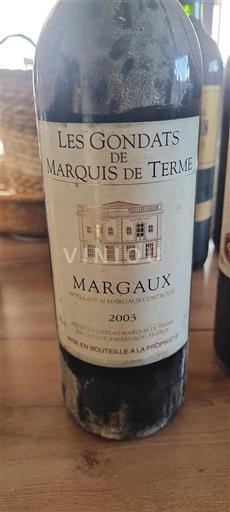 Bordeaux Margaux Les Gondats de Marquis de Terme 2003