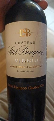 Bordeaux Saint-Émilion Grand Cru Château Petit Bouquey 2016