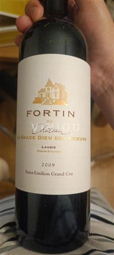 Vin Rouge sec Fortin Château La Grace Dieu des Prieurs 2009 France Bordeaux Saint-Émilion AOC Grand Cru