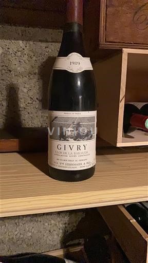 Vin Rouge sec Clos de la Baraude VVB Steinmaier & Fils 1989 France Bourgogne Givry AOC