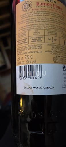 Portugal Port Ramos Pinto Quinta de Ervamoira Tawny 10 anos Non-Vintage